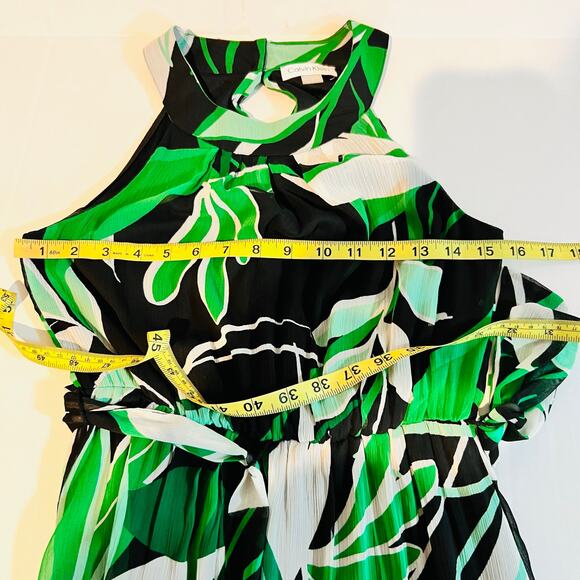 Calvin Klein Floral High Neck Sleeveless Maxi Dress Size 2 Green Multi - Picture 6 of 8